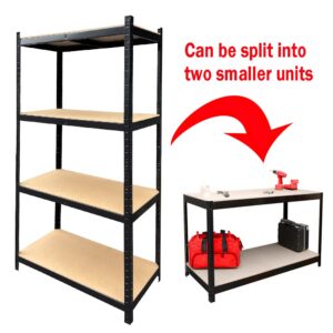 AUTOFU Shelves for Storage 31" W x 16" D x 64" H 4-Tier Metal Shelving Unit Adjustable Utility Rack Multipurpose Shelf for Garage, Basement, Pantry, Warehouse, Shed(Black)