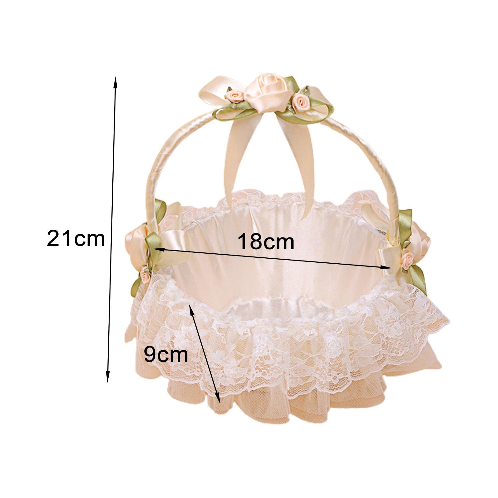 predolo Flower Girl Basket, Fairy Lace Flower Basket, Bowknot Flower Basket, Collection for Wedding, Parties, Bridesmaid, Events Engagement Ornaments, Beige