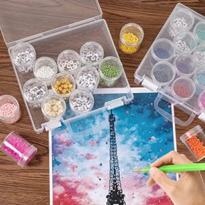 Bead Organizer Box, Diamond Painting Art Storage Box, Diamond Painting Art Accessories Bead Storage Containers 14 Slots Clear Embroidery Bead Storage Organizer Container with Lids for Beads (2 Pack)