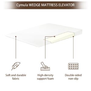 Cymula Mattress Wedge, 5-Inch Inclined Queen, Mattress Wedge for Acid Reflux, GERD, Snoring, Neck & Back Pain, Under Mattress Wedge with Washable Cover & Non-Slip Bottom for Bedroom