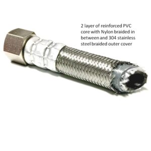 Shark Industrial 10 FT Stainless Steel Braided Ice Maker Hose with 1/4" Comp by 1/4" Comp Connection