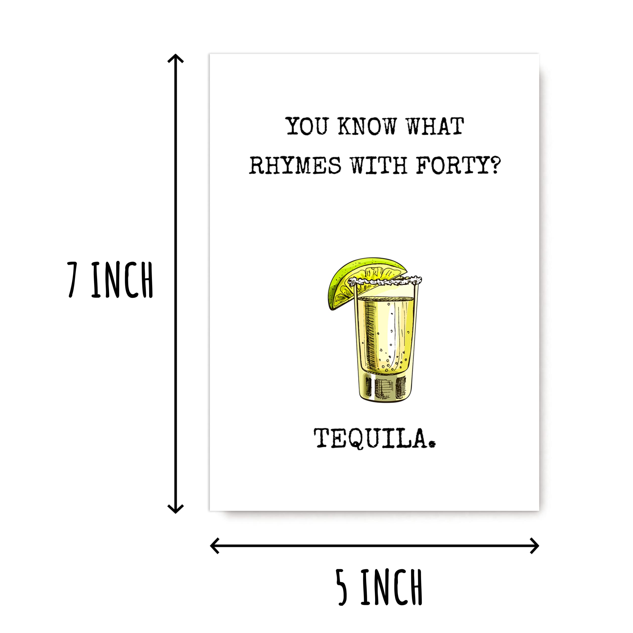 EruditeGifts You Know What Rhymes With Forty - Funny Tequila 40Th Birthday Card - Hilarious 40 Year Old Birthday - Turning Forty Birthday Card