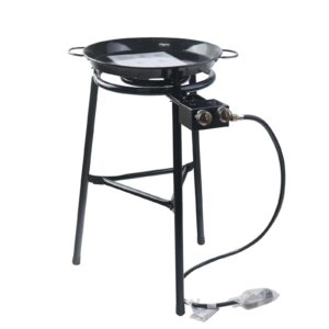 derurizy paella pan set with burner, 18 inch carbon steel paellera with the burner and the reinforced legs