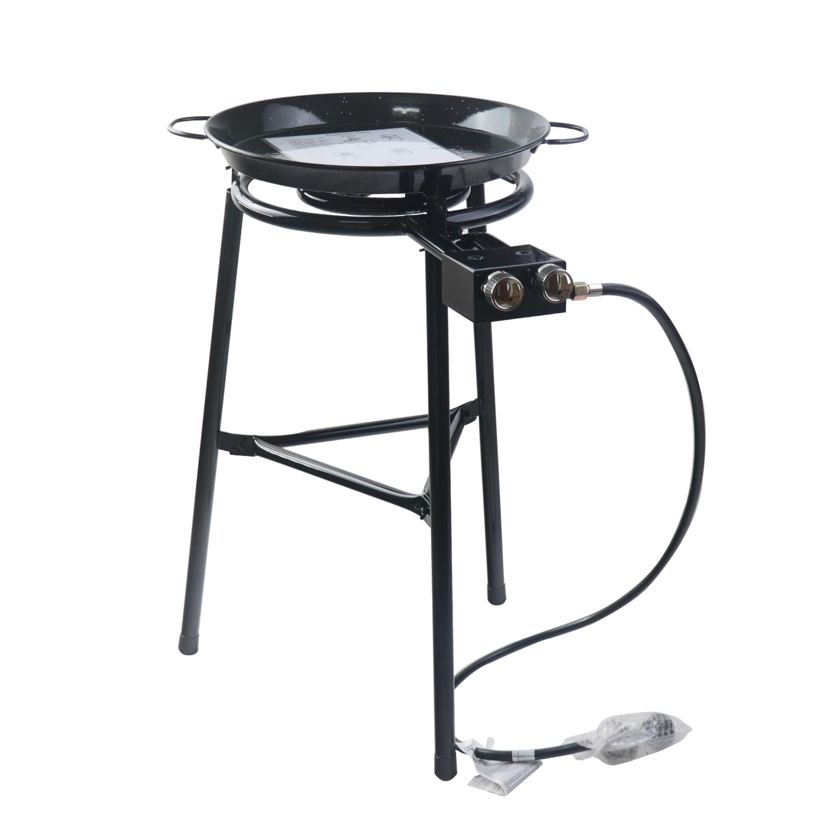 Derurizy Paella Pan Set with Burner, 18 Inch Carbon Steel Paellera with The Burner and The Reinforced Legs