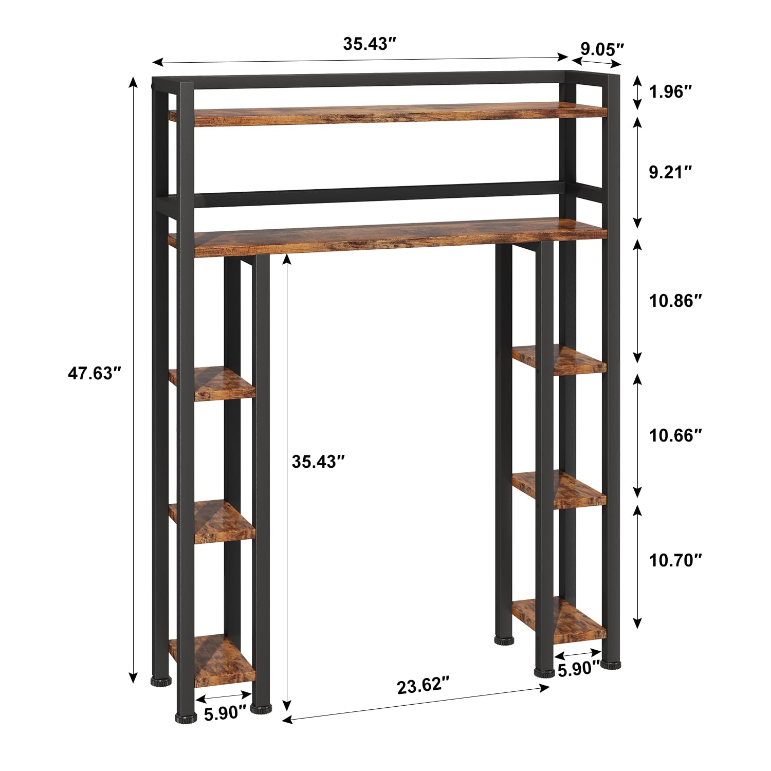 Homeiju Over The Toilet Storage Cabinet with Toilet Paper Holder Stand, 35.5'' Wide Freestanding Bathroom Organizer Space-Saving Toilet Rack for Bathroom, Restroom, Laundry, Rustic Brown