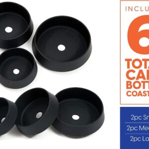 The Can Coaster Rust Preventer Sleeve Holder Bottoms for Shaving Cream Cans, Gels, and Bottles, Stain Prevention Rust Inhibitor Black Coaster for Bathroom Counters, Tubs, Showers, and Vanity, 6 Pack