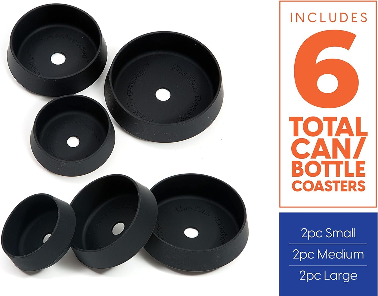 The Can Coaster Rust Preventer Sleeve Holder Bottoms for Shaving Cream Cans, Gels, and Bottles, Stain Prevention Rust Inhibitor Black Coaster for Bathroom Counters, Tubs, Showers, and Vanity, 6 Pack