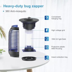 POWIFY Bug Zapper Outdoor, High Powered Mosquito Zapper Fly Zapper, Waterproof Mosquito Killer, Electric Insect Fly Traps for for Gnat, Moth, Flying Insect