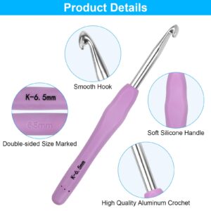 MECHEER Crochet Hooks 12 Sizes Crochet Hook Set, 51 Pack Yarn Crochet Kit for Beginners, Knitting Needles with Ergonomic Handles for Arthritic Hands, Crochet Needle Kit with Blue Case for Crocheters