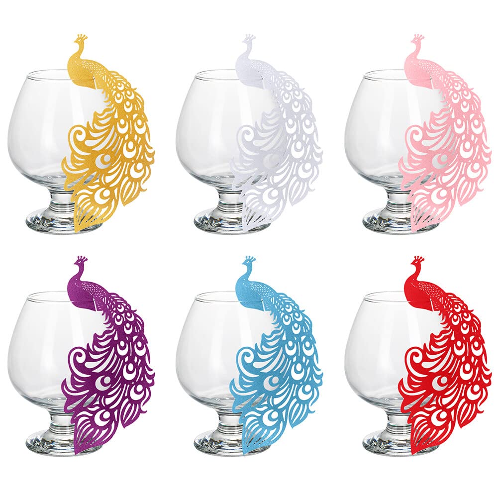 Peacock Design Wine Glass Cards 50PCS Name Place Cards Peacock Paper Hollow Out Design Wine Cup Decoration Wedding Centerpieces Table Decoration