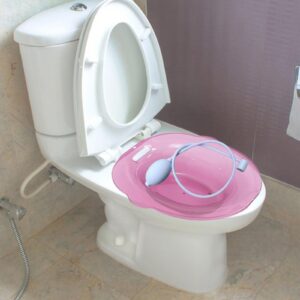 Sitz Bath Basin for Toilet Bidet, Universal,Reusable, Portable, Wider Seating Area, Hangable Hip Bath, Steam Seat for Women Men Elderly, Pink with Flusher