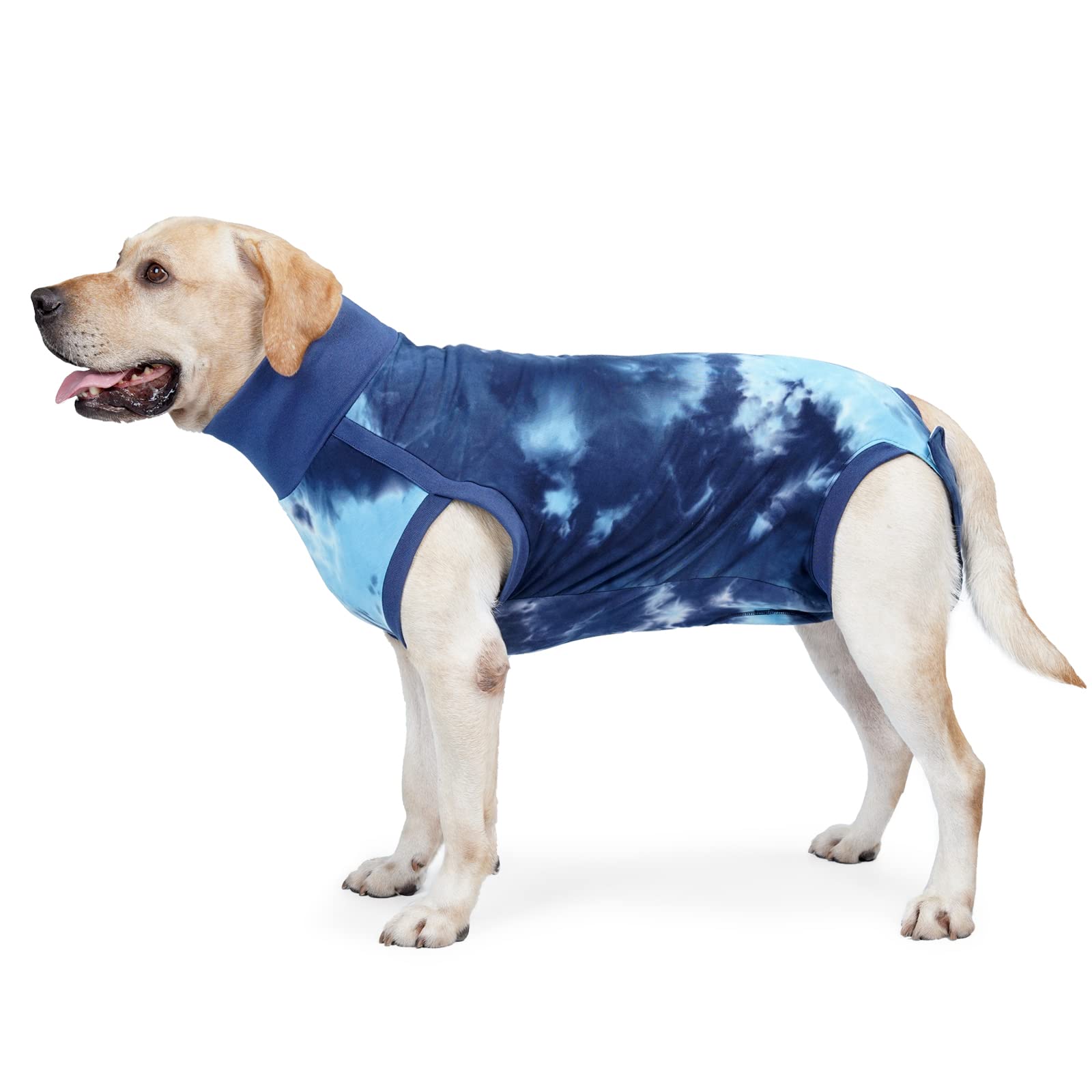 Pinellia Dog Recovery Suit, Abdominal Wound After Surgery Wear, Prevent Licking Wounds, E-Collar & Cone Alternatives, Tie Dye Dog Surgical Onesie Dog Spay Bodysuit Anti Shedding(XL, Blue)