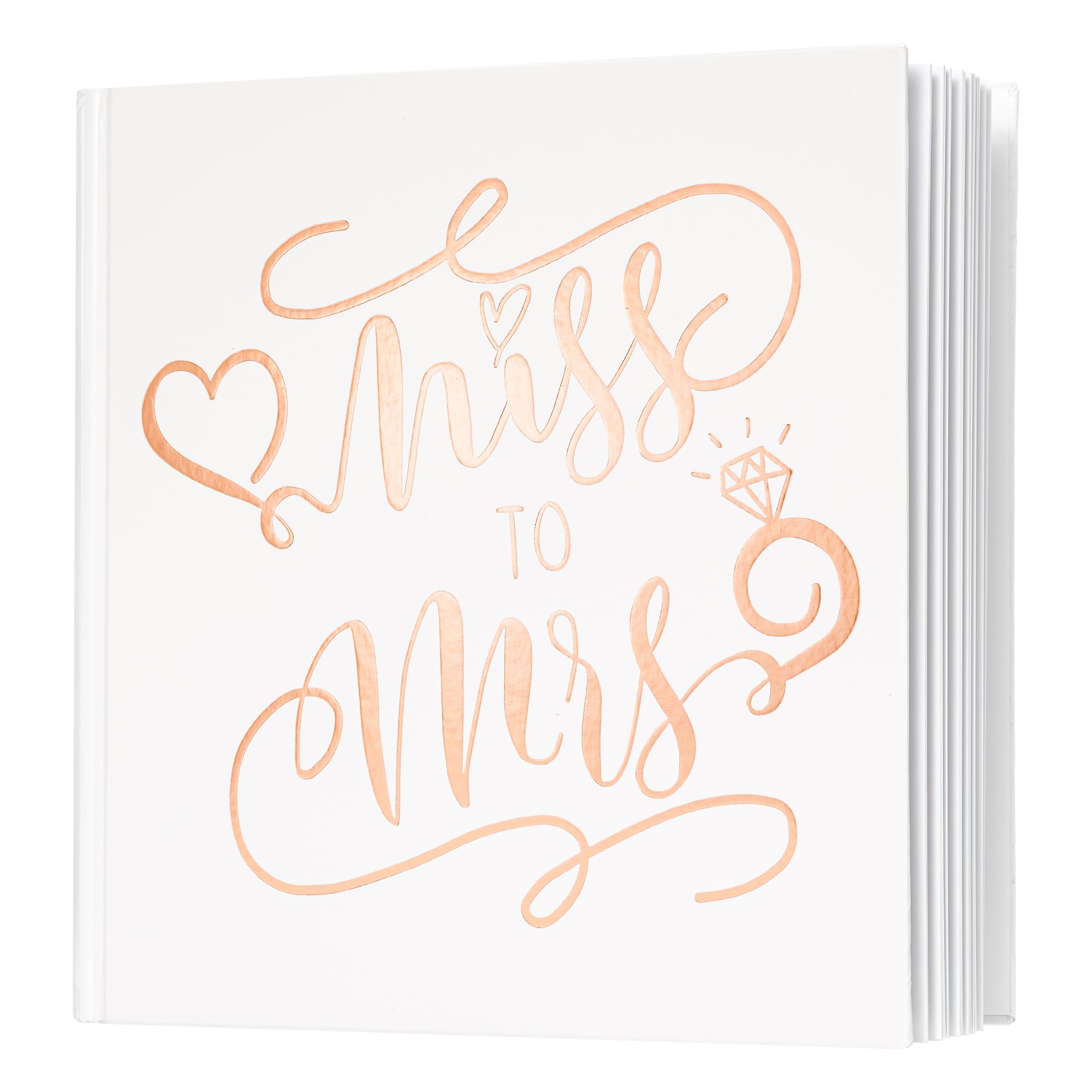 Calculs Bridal Shower Guest Book Miss to Mrs Picture Book Polaroid Blank Pages for Instant Film Rose Gold Bachelorette Party Sign in Book 8.5” Square White Cover Rose Gold Foil Stamping