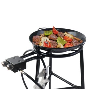 Derurizy Paella Pan Set with Burner, 18 Inch Carbon Steel Paellera with The Burner and The Reinforced Legs