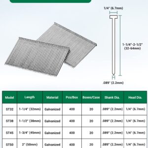 meite 14 Gauge Concrete T Nails for Pneumatic Concrete Nailer Gun - 1-1/2" Length Galvanized Concrete Finish Nails (400 PCS/BOX)