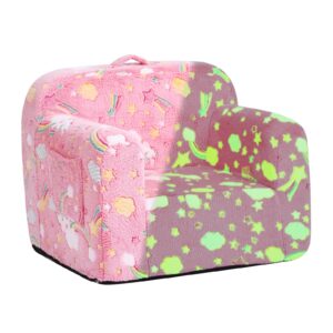 Tiita Kids Sofa, Children Couch with Carrying Handle & Side Pockets, Kids Foam Chair, Toddler Armrest Chair, Lightweight Children Sofa Chair, Kids Read Sofa for Girl or Boy(Pink Rainbow)