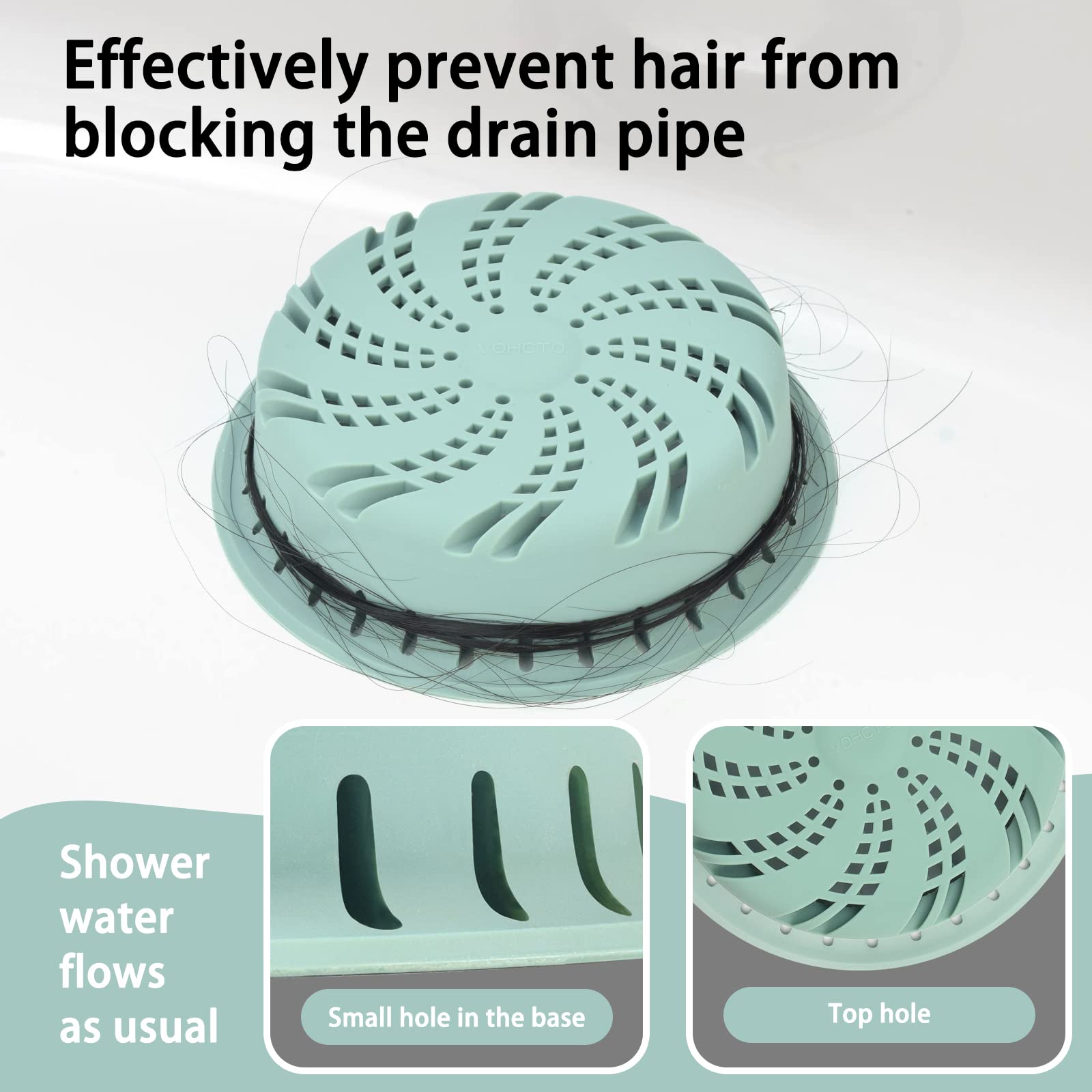 VOHCTO Silicone Drain Hair Catcher Bathroom Sink Bathtub Drain strainers for pop up and Regular drains (Gray)