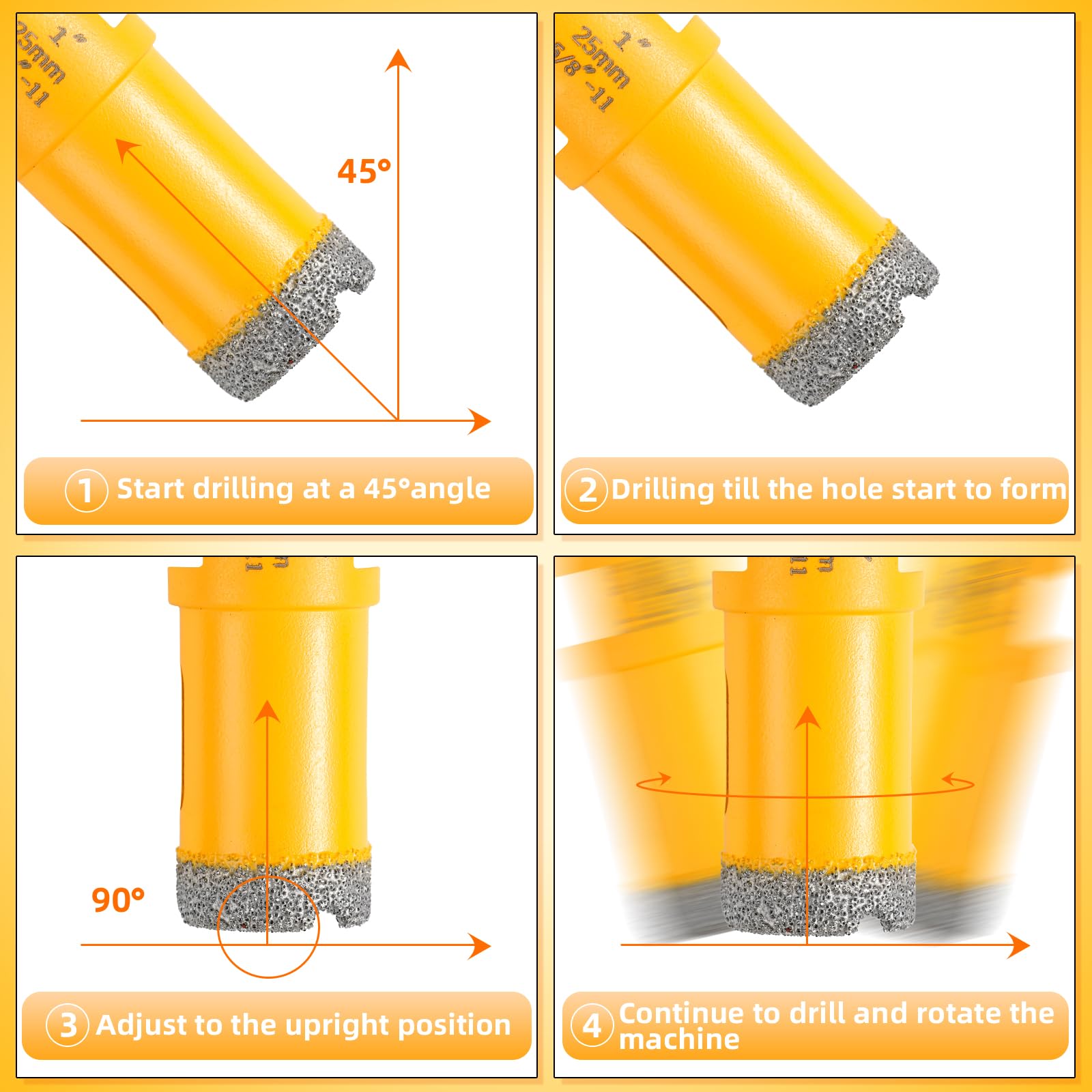 HASFER 13Pcs Diamond Core Drill Bits Set,Vacuum Brazed Hole Saw Kit 5/8"-11 Thread for Marble Ceramic Porcelain Tile Tools Kit