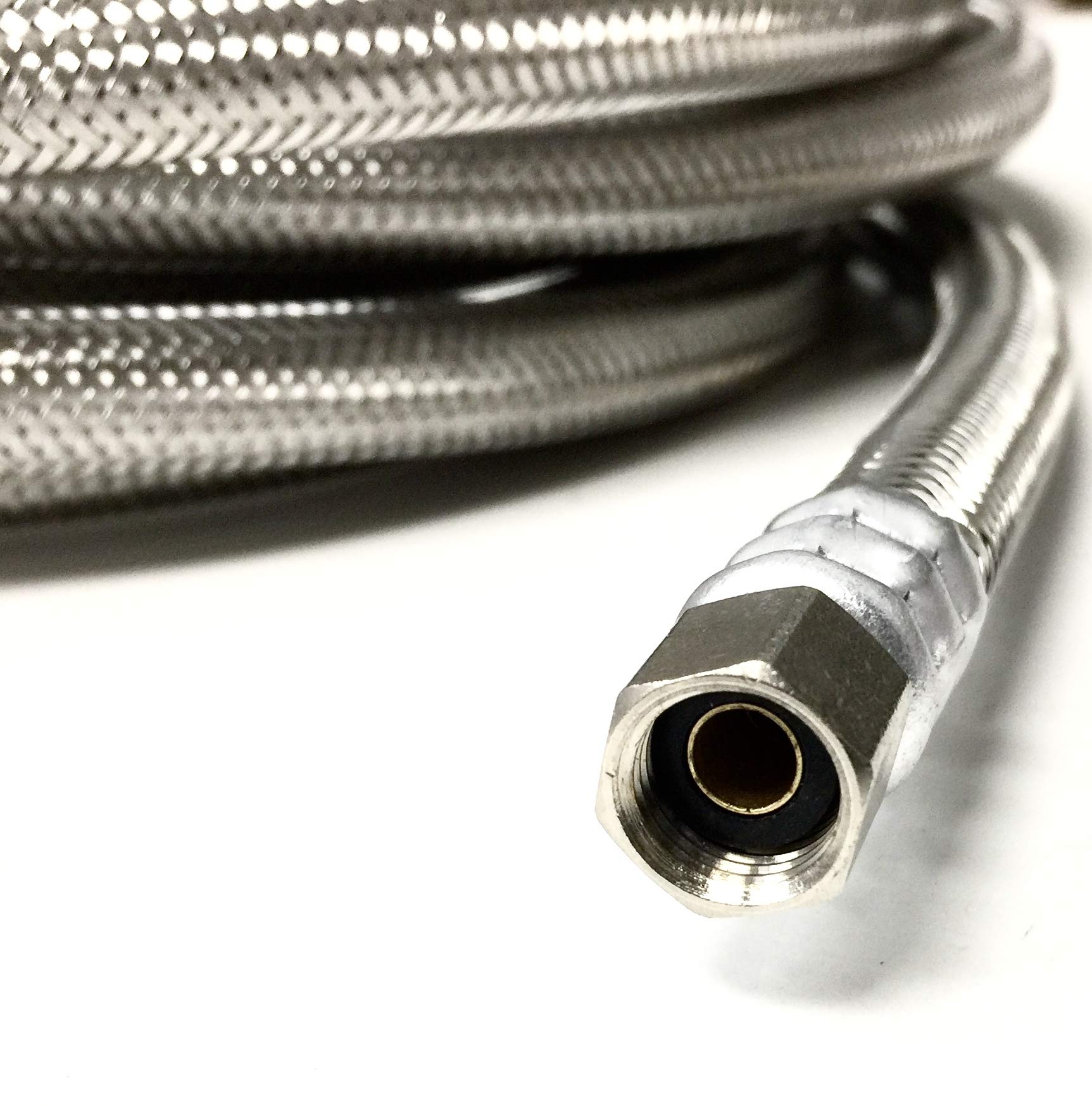 Shark Industrial 10 FT Stainless Steel Braided Ice Maker Hose with 1/4" Comp by 1/4" Comp Connection