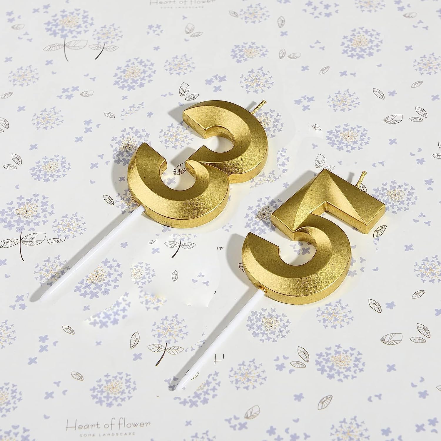 Gold 35th & 53rd Birthday Candles,Gold Number 35 53 Cake Topper for Birthday Decorations Party Decoration