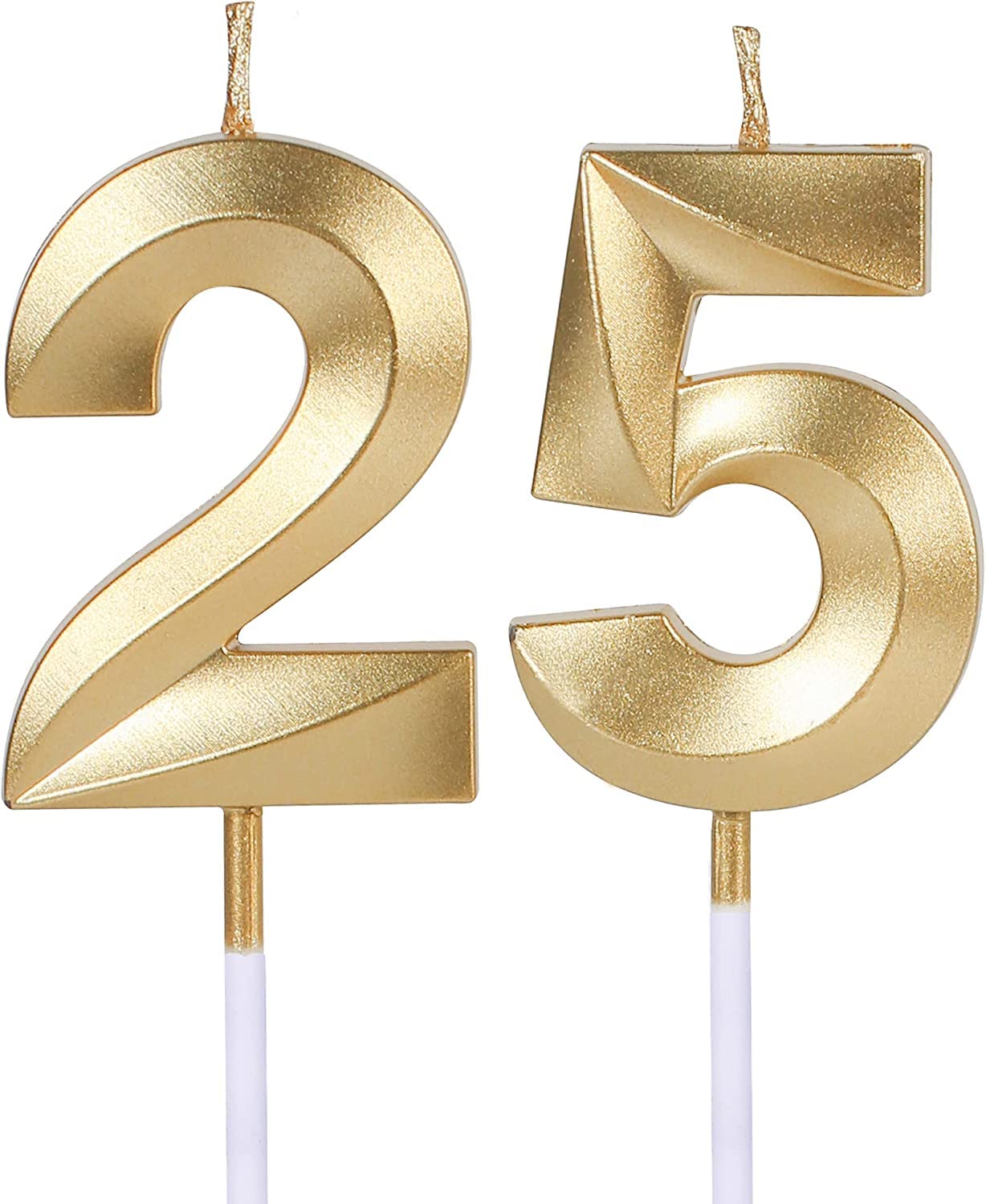 Gold 25th & 52nd Birthday Candles,Gold Number 25 52 Cake Topper for Birthday Decorations Party Decoration