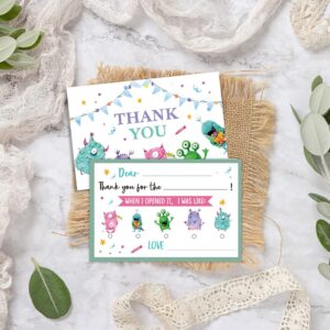 QOFO Cartoon Cell Fill in the Blank Thank You Cards,Bacteria Thank You Card,Gender Neutral Thank You Notes,For Boys Birthday Party,Event,or Holiday Use,Thank You Notes with Envelopes Set of 25-GXK13