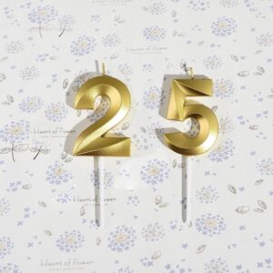 Gold 25th & 52nd Birthday Candles,Gold Number 25 52 Cake Topper for Birthday Decorations Party Decoration