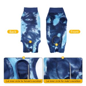 Pinellia Dog Recovery Suit, Abdominal Wound After Surgery Wear, Prevent Licking Wounds, E-Collar & Cone Alternatives, Tie Dye Dog Surgical Onesie Dog Spay Bodysuit Anti Shedding(XL, Blue)