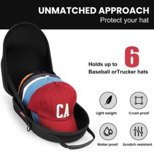 Livelab Hat Travel Case, Hard Hat Case for Baseball Caps, Hat Storage for Travel with Carrying Handle & Shoulder Strap, Hat Organizer Protects Up to 6 Hats, Perfect for Travel & Home Storage - Black