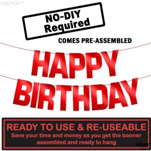 KatchOn, Shiny Red Happy Birthday Banner - Pre-Strung, 10 Feet | Red Happy Birthday Sign for Red Happy Birthday Decorations | Red Birthday Banner, Red Happy Birthday Garland | Red Birthday Decorations