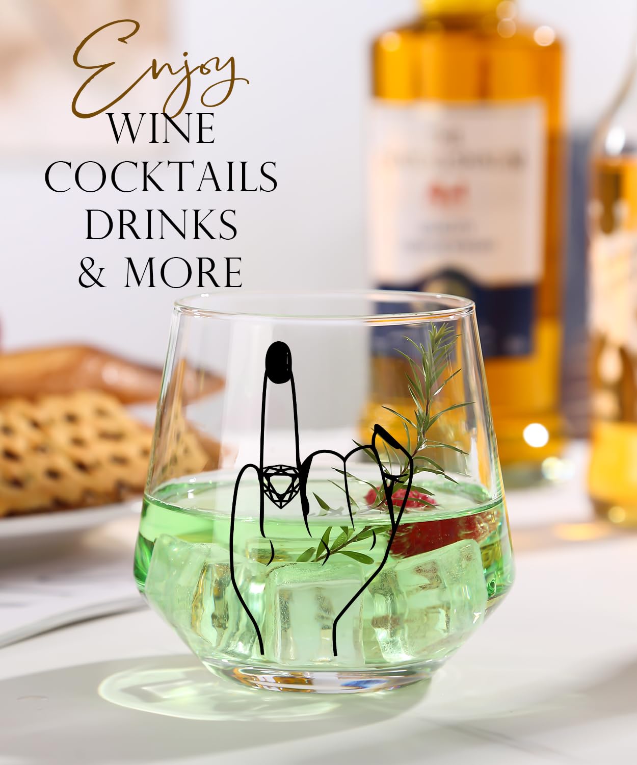 comfit Wedding Gifts for Couples, Ring Finger Wine&Whiskey Glass Set, Funny Engagement Gifts for Couple, Bride and Groom Just Married Gift, Mr and Mrs Newlyweds Bridal Shower Gifts