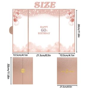 Trgowaul 60th Birthday Guest Book Alternative Decorations for Women, Rose Gold Happy 60th Birthday Decorations, 60 Years Old Party Signature Certificate, Card 60th Birthday Party Supplies Gift Sign