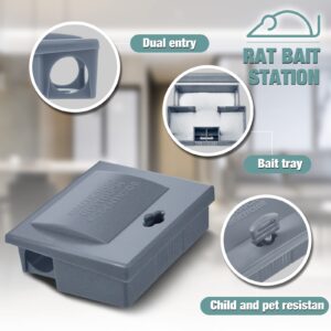 24 Pcs Mice Bait Station with Key Small Bait Station Traps Reusable Mouse Traps Outdoor Smart Tamper Proof Cage House Small Bait Boxes for Mice and Other Pests (Grey)