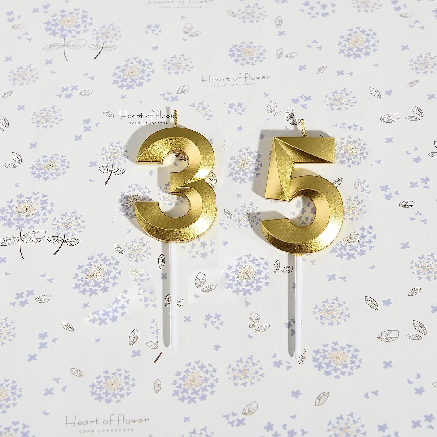 Gold 35th & 53rd Birthday Candles,Gold Number 35 53 Cake Topper for Birthday Decorations Party Decoration