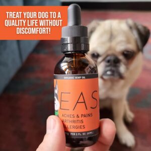 Hemp Dog Health - Ease - Hemp Oil for Dogs - for Dog Arthritis, Allergies, Aches, Pains, Joint Wellness - Dog Arthritis Pain Relief & Anti Inflammatory for Dogs - 100% Natural Hemp Dog Drops