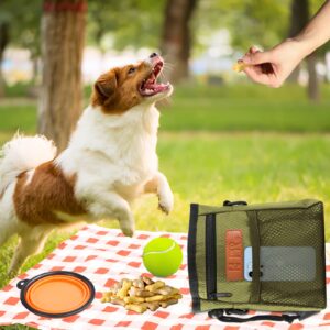 KHPR Dog Treat Training Pouch Easily Carries Pet Toys Kibble, Treats Built-in Poop Bag Dispenser 3 Ways to Wear Comes with a Foldable Silicone Bowl(Army Green)