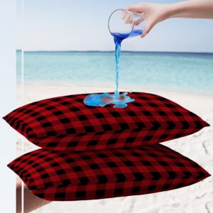 Sailground Outdoor Pillows, Red and Black Buffalo Check Plaid Pillow Covers 12x20, Outdoor Pillow Covers, Outdoor Pillows for Patio Furniture, 2Pack Throw Pillow Covers, Waterproof Throw Pillows