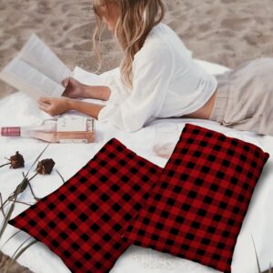 Sailground Outdoor Pillows, Red and Black Buffalo Check Plaid Pillow Covers 12x20, Outdoor Pillow Covers, Outdoor Pillows for Patio Furniture, 2Pack Throw Pillow Covers, Waterproof Throw Pillows