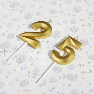 Gold 25th & 52nd Birthday Candles,Gold Number 25 52 Cake Topper for Birthday Decorations Party Decoration