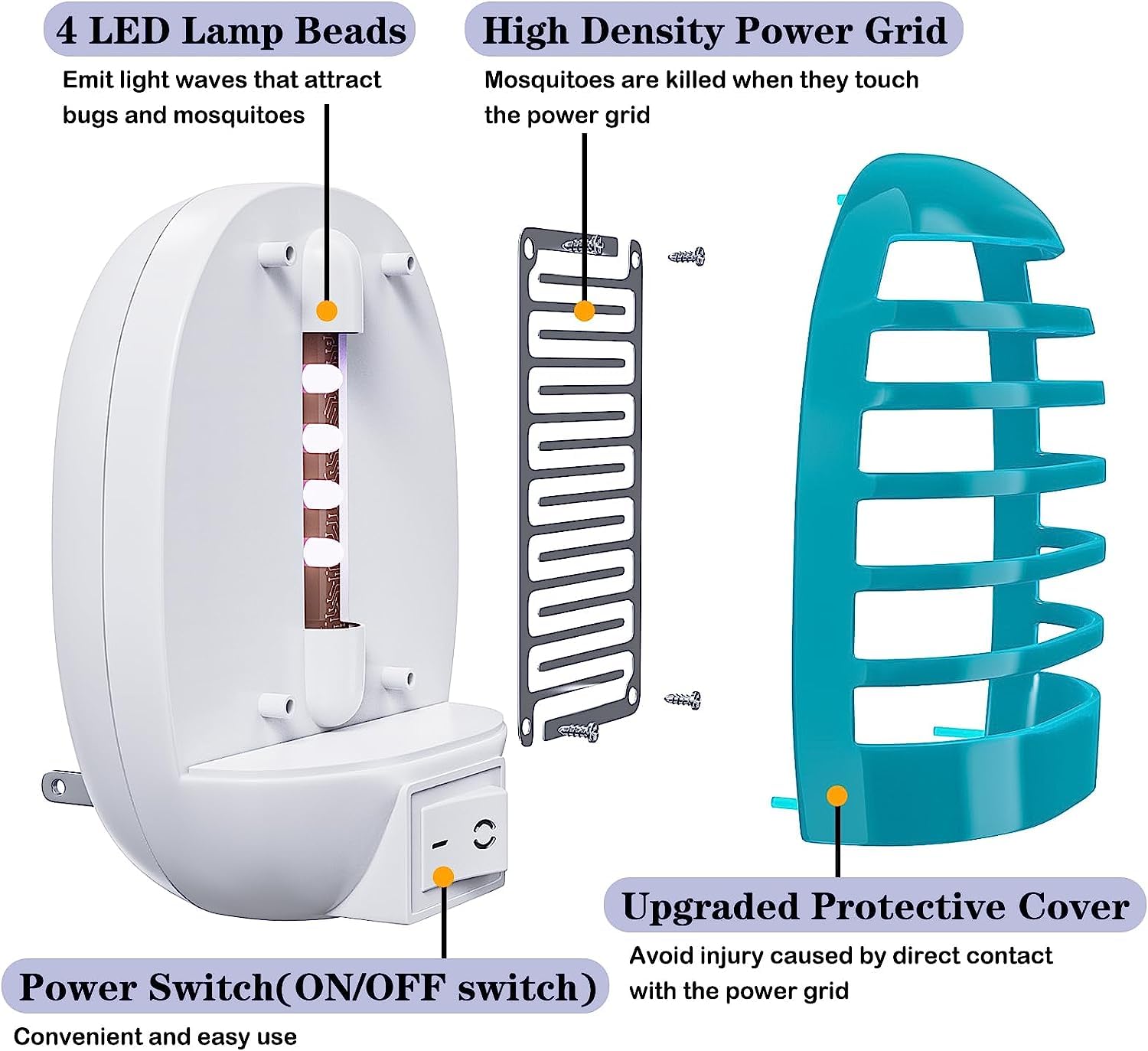 Hywean 6 Pack Plug in Bug Zapper Indoor for Flying Insect Mosquito, Electronic Mosquito Zapper Gnat Traps with LED Light for Patio