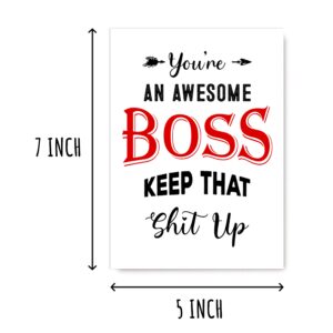 EruditeGifts You're An Awesome Boss Keep That Shit Up - Cheeky Boss' Day Card - Birthday Day Card For Boss - Mature Greeting Card For Manager