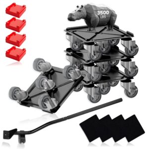 heavy duty furniture lifter, 4 sets of sliders with 4 wheels each for easy moving, load capacity up to 3500lbs, appliance moving cart with height adjustable