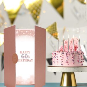 Trgowaul 60th Birthday Guest Book Alternative Decorations for Women, Rose Gold Happy 60th Birthday Decorations, 60 Years Old Party Signature Certificate, Card 60th Birthday Party Supplies Gift Sign