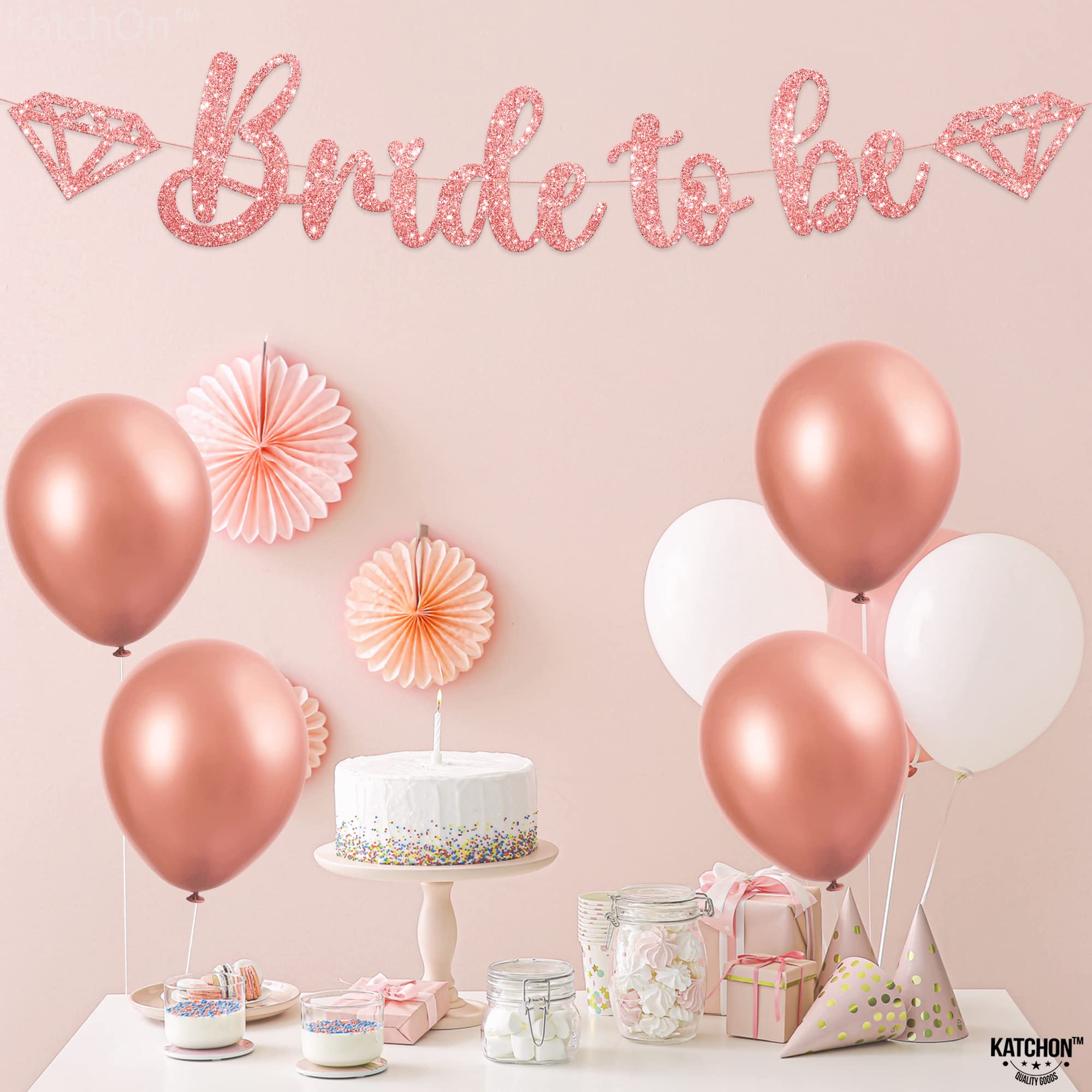 KatchOn, Rose Gold Glitter Bride To Be Banner - 10 Feet, No DIY | Bride to Be Rose Gold Banner | Bachelorette Party Decor | Bridal Shower Banner, Bridal Shower Decorations | Bride To Be Decorations