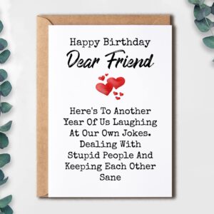 EruditeGifts Dear Friend - Happy Birthday Card For Best Friend - Coworker Birthday Card - Funny Birthday Gift - Best Friend Birthday Card