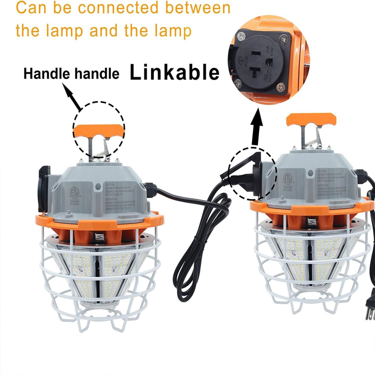 RIUVAO LED Temporary Work Light 110V-277V 150W 25000ML 5000K Linkable Construction Light Daylight White,Hanging for Job Site Waterproof IP64 Outdoor Warehouse High Bay