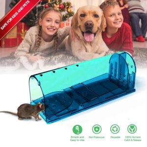 Set of 2 Reusable Mouse Traps | Humane Catch and Release Traps | Best Indoor/Outdoor Solution for Handling Mice and Small Rodents (Blue)