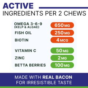 PAWSENTIAL Omega Fish Oil for Dogs - for Dry Itchy Skin - Allergy Relief for Dogs Itching - Omega Skin&Coat Supplement Chews - Itch Relief, Shedding, Hot Spots - Anti Itch Vitamins Skin Health -120 Ct