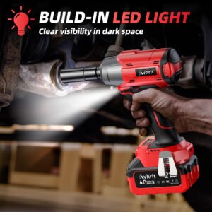 Cordless Impact Wrench 1/2 inch, 480Ft-lbs (650Nm) Brushless Power Impact Gun 1/2 drive w/ 4.0Ah Battery, 4 Sockets, 6 Screwdriver Bits, Fast Charger, Electric Impact Wrench for Car Tire