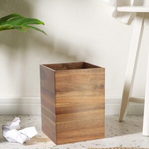 Acacia Square Waste Basket for Bathroom/Bedroom - 2 Gallons (7.5 Liters) - Elegant Design - Perfect for Home & Office - Compact & Durable - Easy to Clean